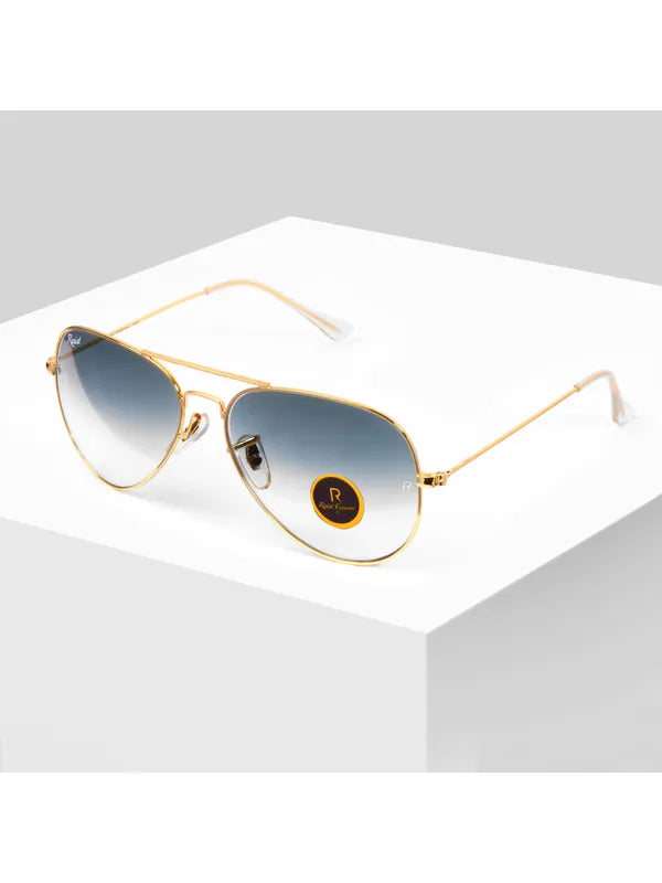 UV-Protected Gold Blue Gradient Aviator Sunglasses for Men & Women- FunkyTradition