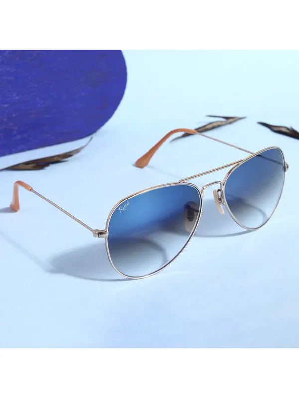 UV-Protected Gold Blue Gradient Aviator Sunglasses for Men & Women- FunkyTradition