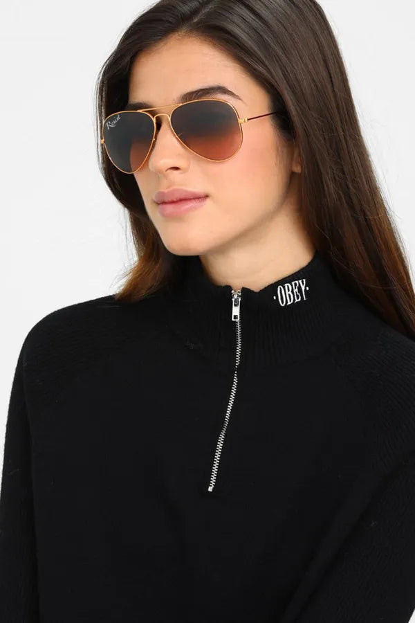 UV-Protected Gold Brown Gradient Aviator Sunglasses for Men and Women- FunkyTradition