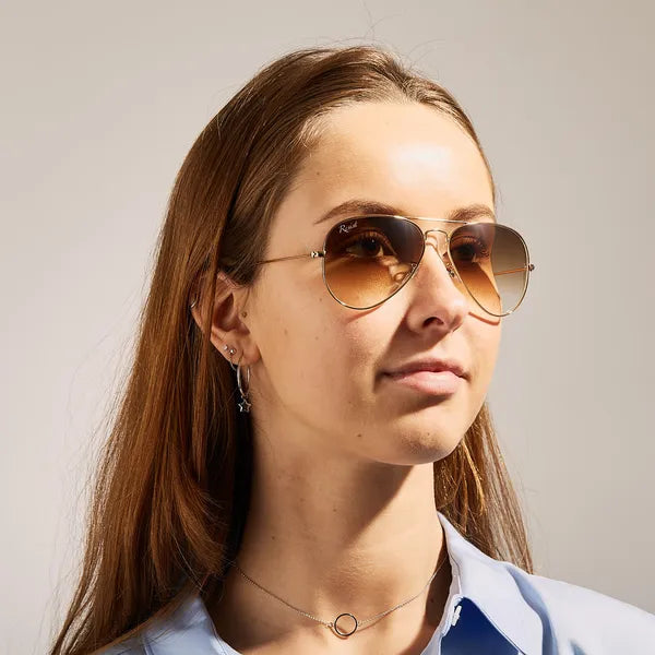 UV-Protected Gold Brown Gradient Aviator Sunglasses for Men and Women- FunkyTradition