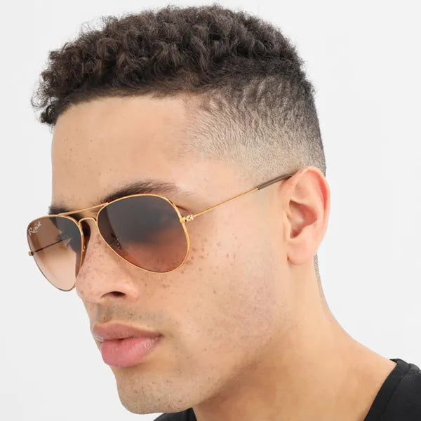 UV-Protected Gold Brown Gradient Aviator Sunglasses for Men and Women- FunkyTradition