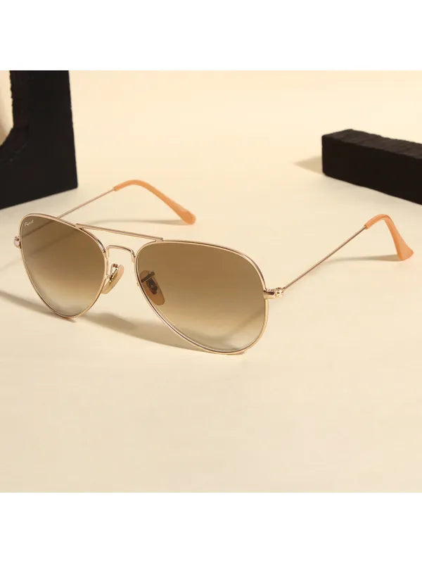 UV-Protected Gold Brown Gradient Aviator Sunglasses for Men and Women- FunkyTradition