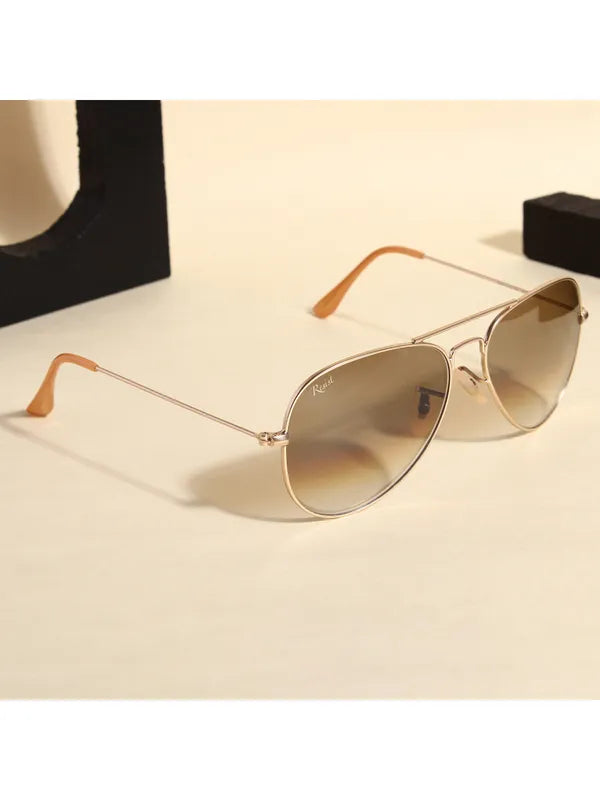 UV-Protected Gold Brown Gradient Aviator Sunglasses for Men and Women- FunkyTradition