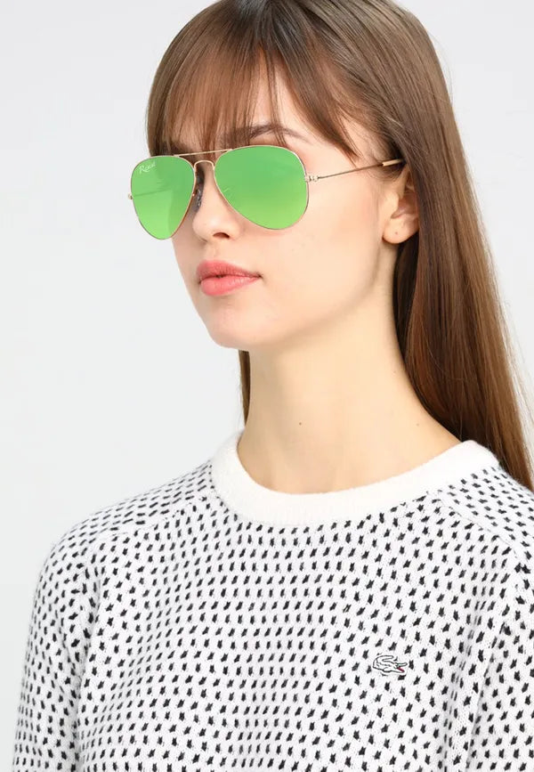UV-Protected Gold Green Night Vision Aviator Sunglasses for Men and Women- FunkyTradition