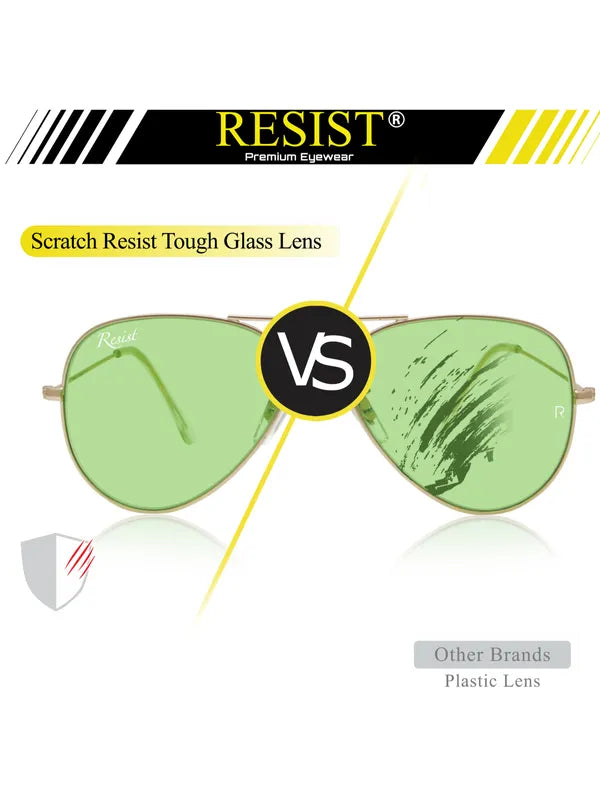 UV-Protected Gold Green Night Vision Aviator Sunglasses for Men and Women- FunkyTradition