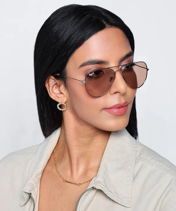 UV-Protected Silver Pink Aviator Sunglasses for Men and Women - FunkyTradition