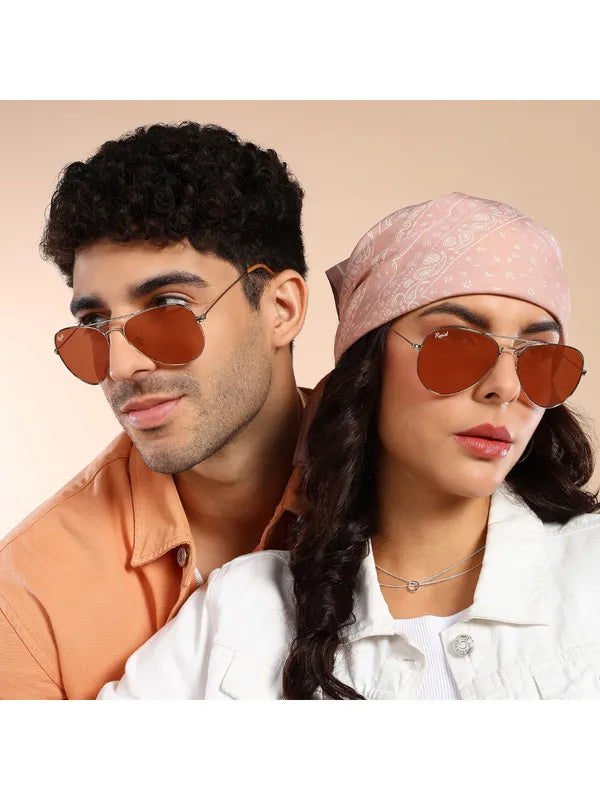 UV-Protected Silver Pink Aviator Sunglasses for Men and Women - FunkyTradition