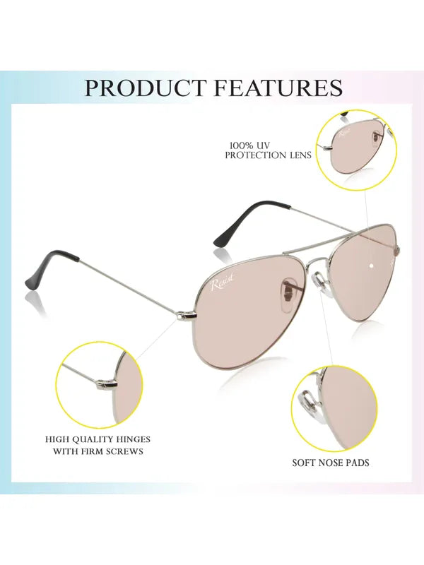 UV-Protected Silver Pink Aviator Sunglasses for Men and Women - FunkyTradition