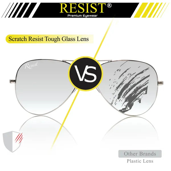 UV-Protected Silver Reflector Aviator Sunglasses for Men & Women- FunkyTradition