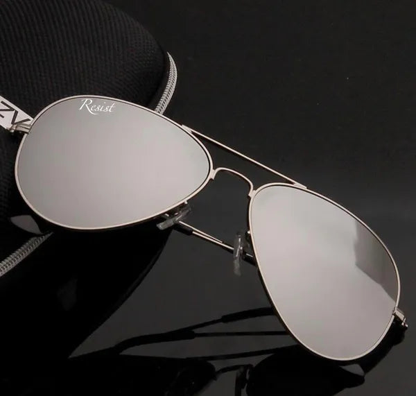 UV-Protected Silver Reflector Aviator Sunglasses for Men & Women- FunkyTradition