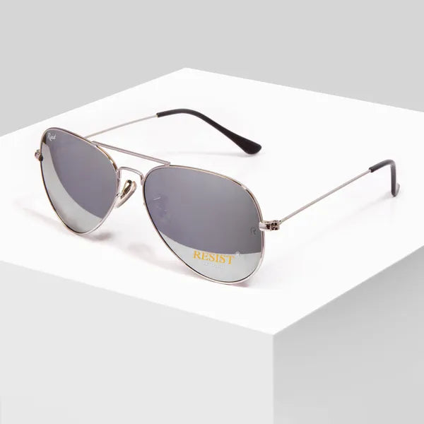UV-Protected Silver Reflector Aviator Sunglasses for Men & Women- FunkyTradition