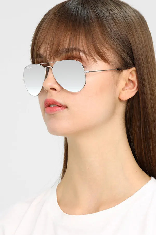 UV-Protected Silver Reflector Aviator Sunglasses for Men & Women- FunkyTradition