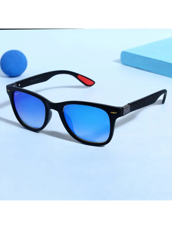 UV Protected Black Aqua Reflector Wayfarer Sunglasses for Men and Women- FunkyTradition