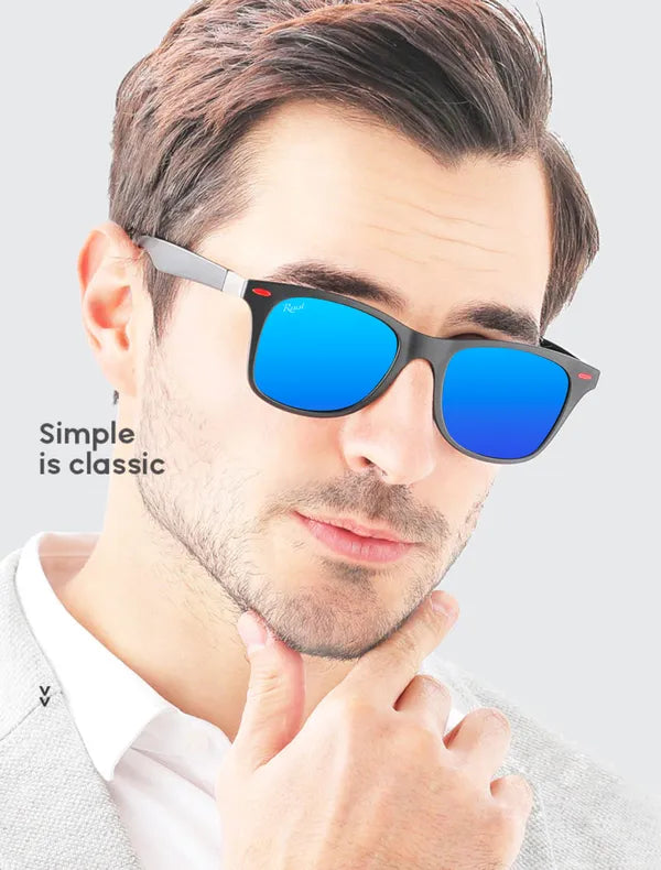 UV Protected Black Aqua Reflector Wayfarer Sunglasses for Men and Women- FunkyTradition