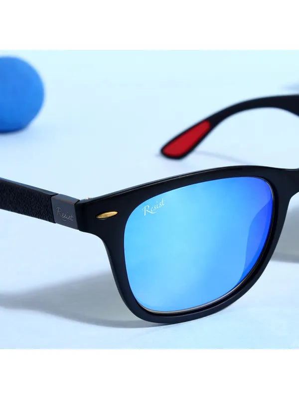 UV Protected Black Aqua Reflector Wayfarer Sunglasses for Men and Women- FunkyTradition
