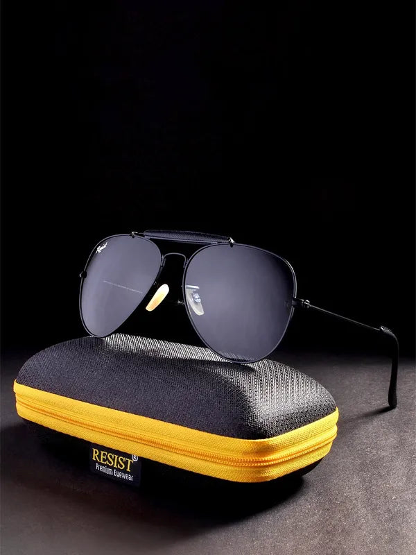 UV Protected Black Aviator Sunglasses For Men & Women- FunkyTradition