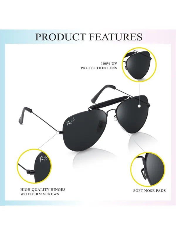UV Protected Black Aviator Sunglasses For Men & Women- FunkyTradition
