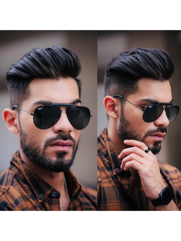 UV Protected Black Aviator Sunglasses For Men & Women- FunkyTradition