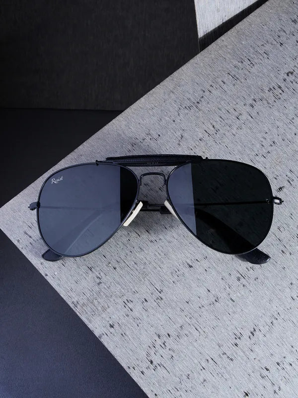 UV Protected Black Aviator Sunglasses For Men & Women- FunkyTradition