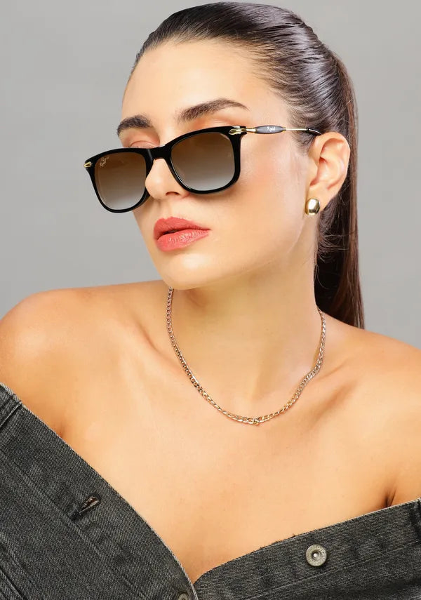UV Protected Black Brown Wayfarer Sunglasses For Men & Women- FunkyTradition
