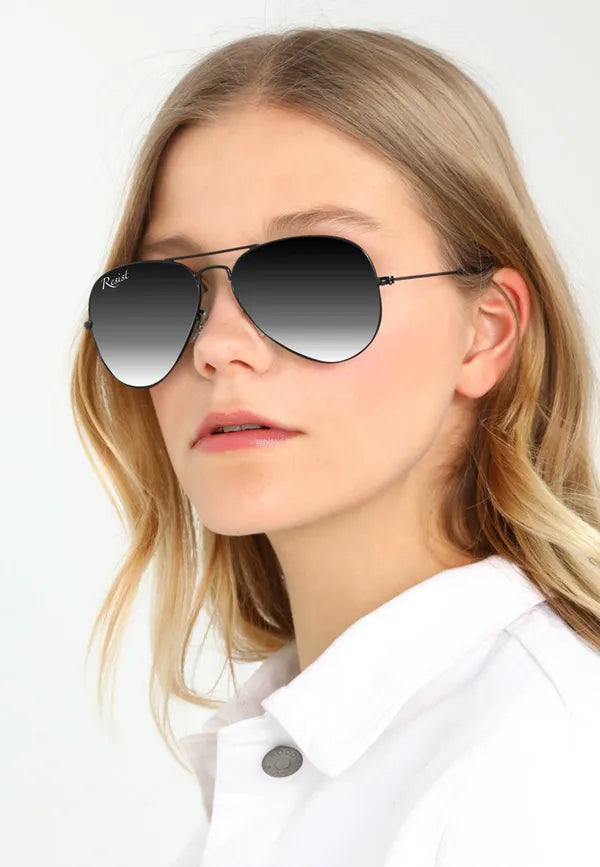 UV Protected Black Gradient Aviator Sunglasses for Men and Women- FunkyTradition