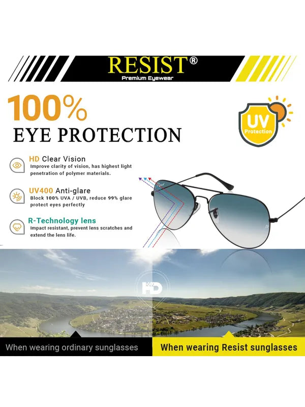 UV Protected Black Gradient Aviator Sunglasses for Men and Women- FunkyTradition