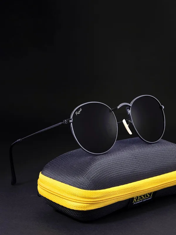 UV Protected Black Round Sunglasses For Men & Women- FunkyTradition