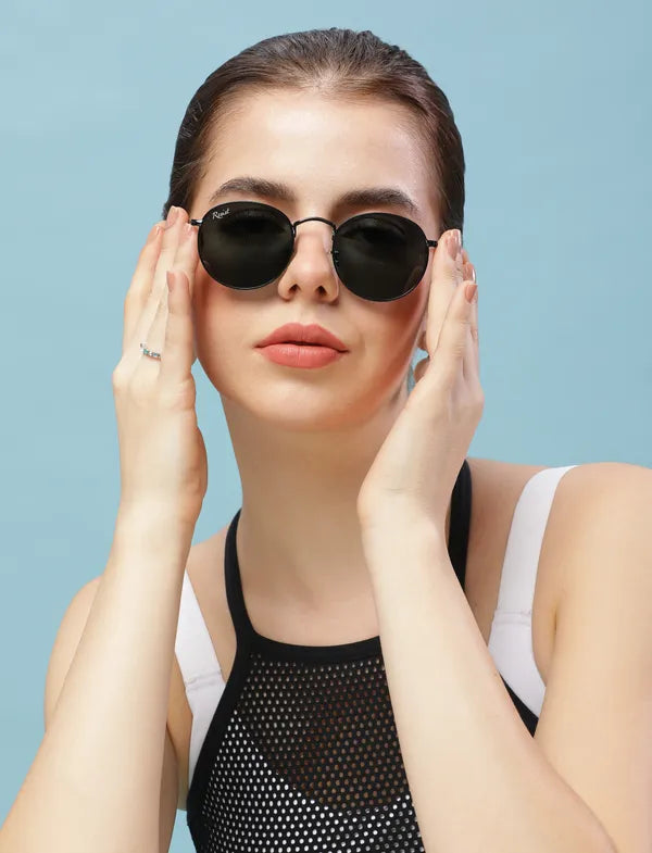 UV Protected Black Round Sunglasses For Men & Women- FunkyTradition