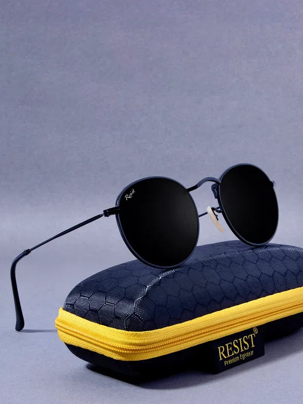 UV Protected Black Round Sunglasses For Men & Women- FunkyTradition