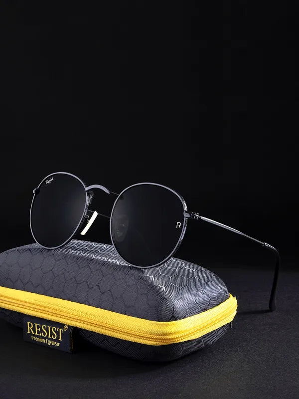 UV Protected Black Round Sunglasses For Men & Women- FunkyTradition