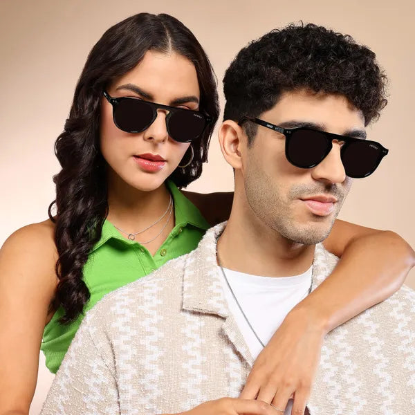 UV Protected Black Round Sunglasses for Men & Women – Classic Style with Full UV Protection- FunkyTradition