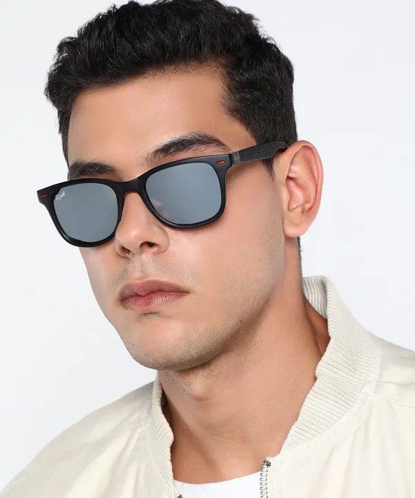 UV Protected Black Silver Reflector Wayfarer Sunglasses for Men and Women- FunkyTradition