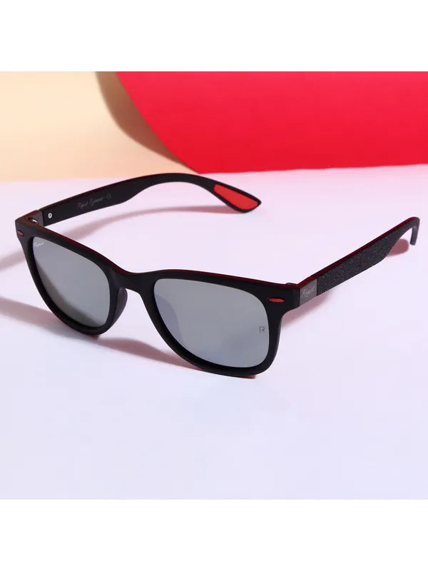 UV Protected Black Silver Reflector Wayfarer Sunglasses for Men and Women- FunkyTradition