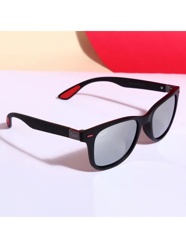UV Protected Black Silver Reflector Wayfarer Sunglasses for Men and Women- FunkyTradition