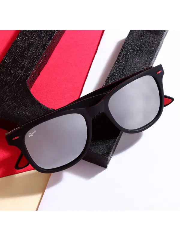 UV Protected Black Silver Reflector Wayfarer Sunglasses for Men and Women- FunkyTradition