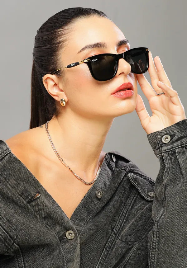 UV Protected Black Wayfarer Sunglasses For Men Women- FunkyTradition