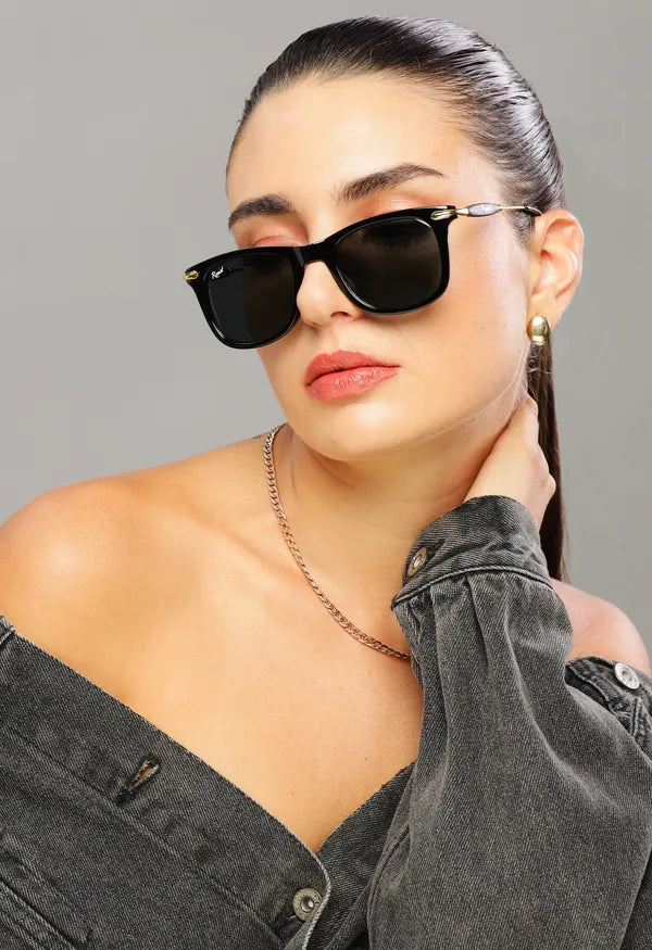 UV Protected Black Wayfarer Sunglasses For Men & Women- FunkyTradition