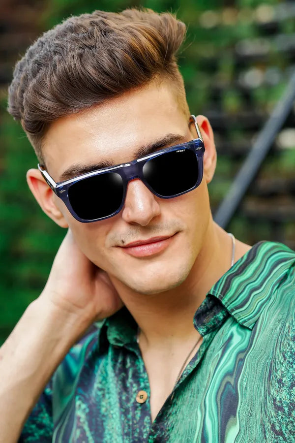 UV Protected Blue Tiger Black Wayfarer Sunglasses For Men & Women- FunkyTradition
