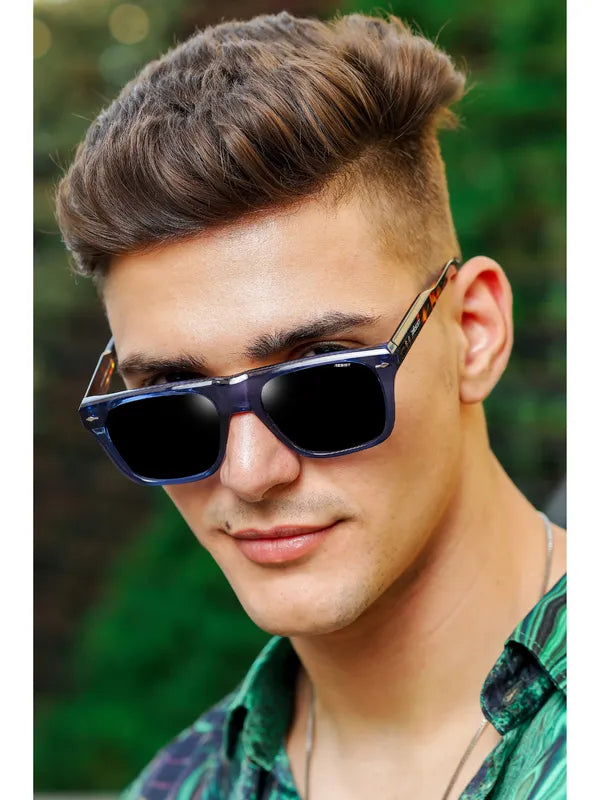 UV Protected Blue Tiger Black Wayfarer Sunglasses For Men & Women- FunkyTradition