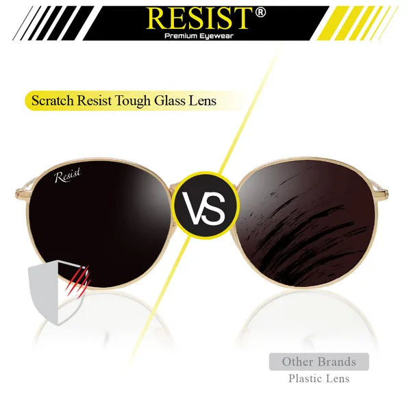 UV Protected Gold Black Round Sunglasses For Men & Women- FunkyTradition