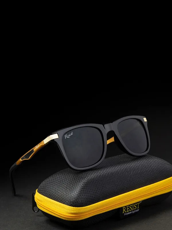 UV Protected Gold Black Wayfarer Sunglasses For Men & Women- FunkyTradition