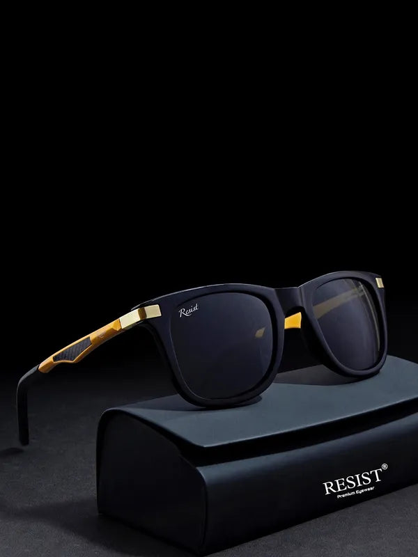 UV Protected Gold Black Wayfarer Sunglasses For Men & Women- FunkyTradition