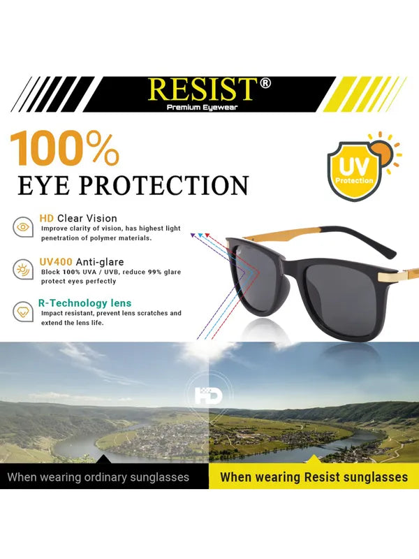 UV Protected Gold Black Wayfarer Sunglasses For Men & Women- FunkyTradition