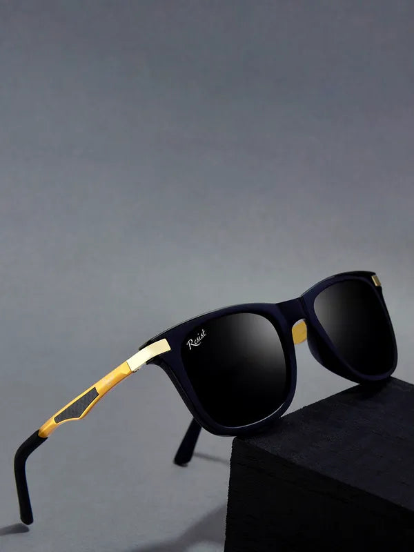 UV Protected Gold Black Wayfarer Sunglasses For Men & Women- FunkyTradition