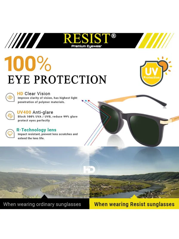 UV Protected Gold Green Wayfarer Sunglasses For Men & Women- FunkyTradition