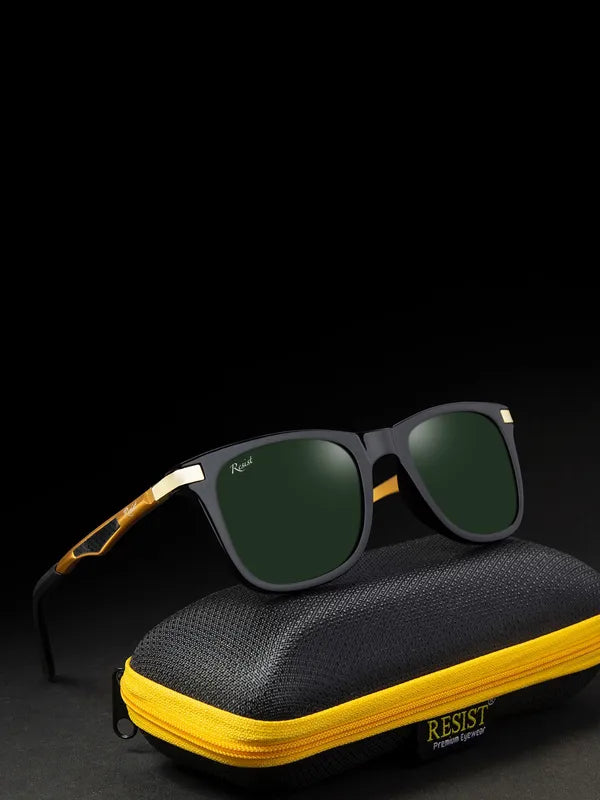 UV Protected Gold Green Wayfarer Sunglasses For Men & Women- FunkyTradition