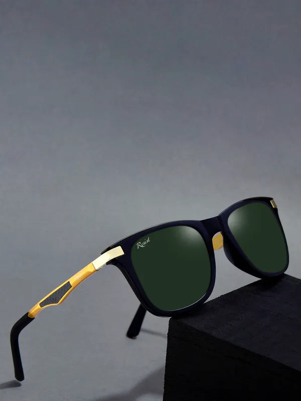 UV Protected Gold Green Wayfarer Sunglasses For Men & Women- FunkyTradition