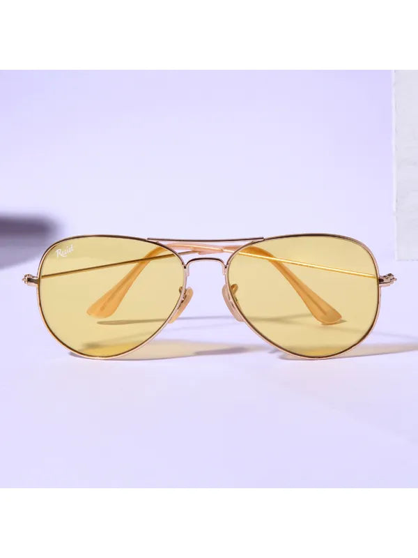 UV Protected Gold Yellow Night Vision Aviator Sunglasses for Men and Women- FunkyTradition