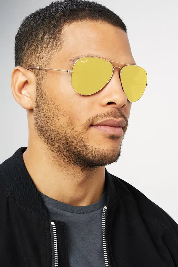 UV Protected Gold Yellow Night Vision Aviator Sunglasses for Men and Women- FunkyTradition