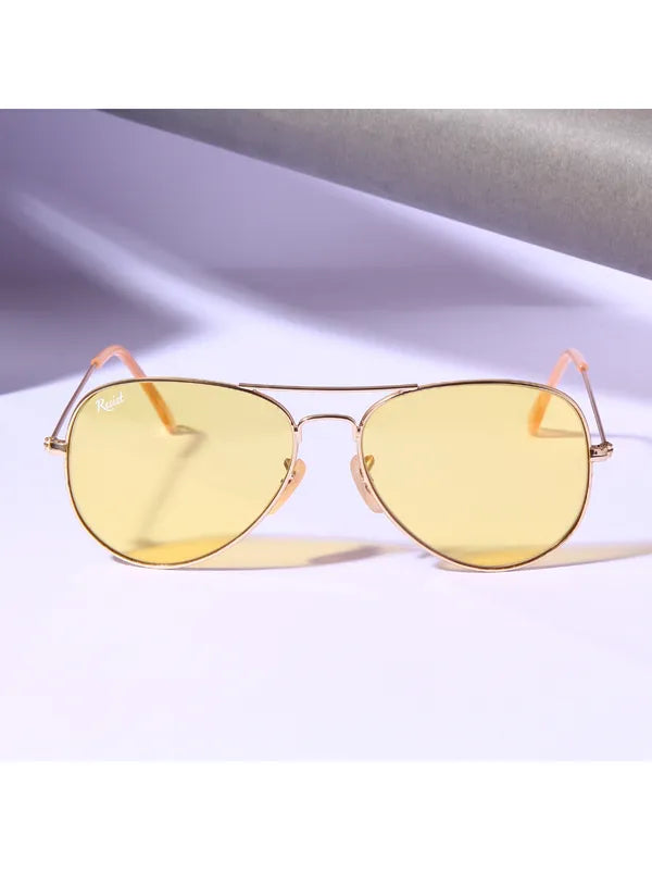 UV Protected Gold Yellow Night Vision Aviator Sunglasses for Men and Women- FunkyTradition